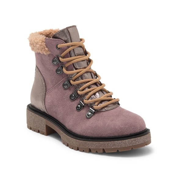 Steve Madden Kids' Combat Boot with Faux Fur Collar LAVENDER, Size 4 M nwt - Picture 1 of 4